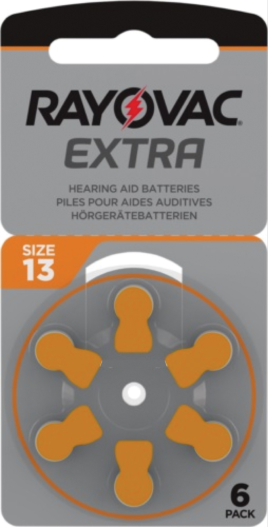 60 Piles Pour Appareils Auditifs Rayovac Extra Advanced Taille 13 (Orange) - Zinc Air, Longue Durée